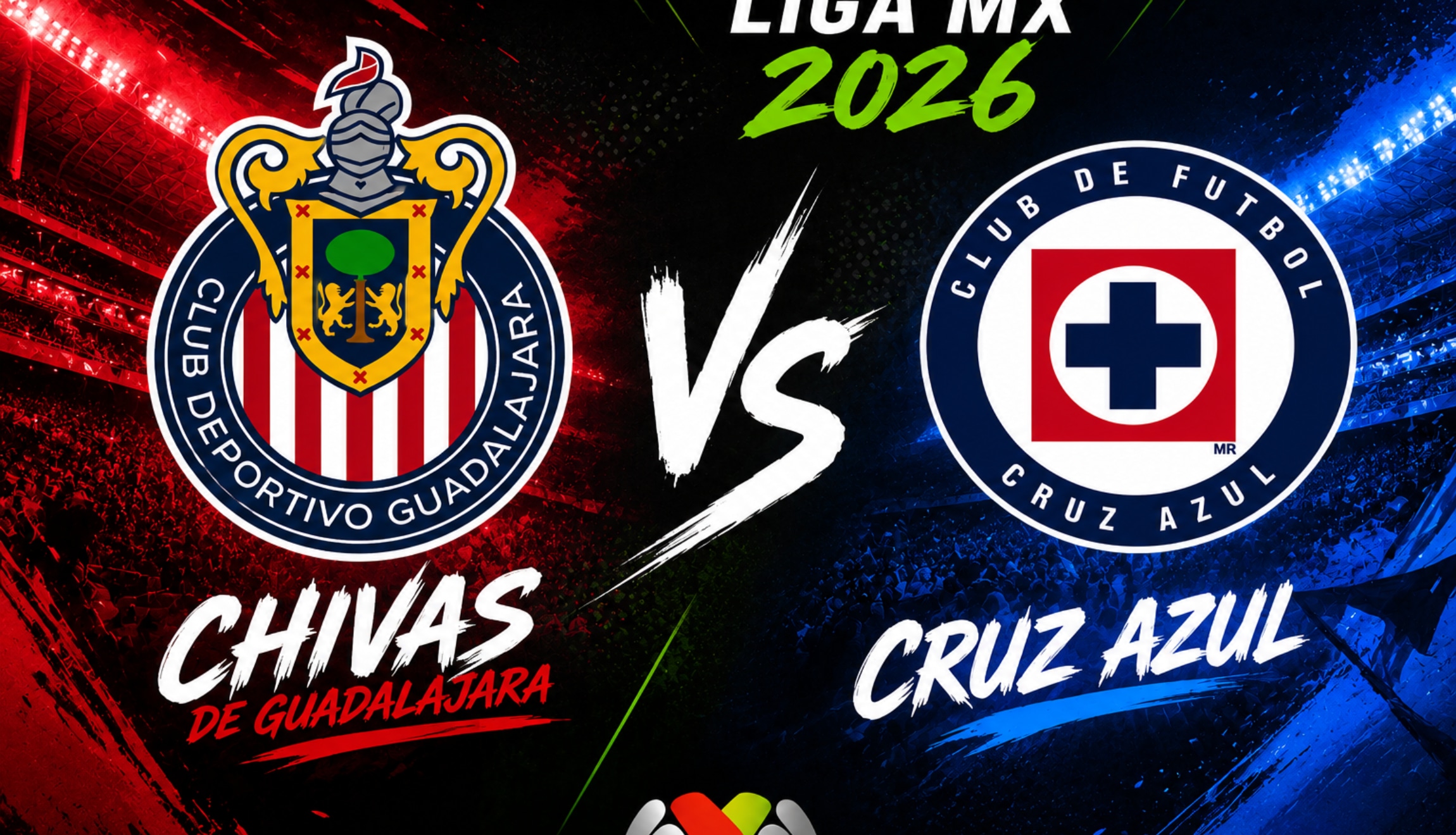 Consulta los horarios y canales para vrer Chivas vs. Cruz Azul por semifinal vuelta del Torneo Clausura 2026 de la Liga MX, este sábado 16 de mayo, desde el Estadio Akron. (Foto: Imagen creada por Depor utilizando la IA de Chat GPT)