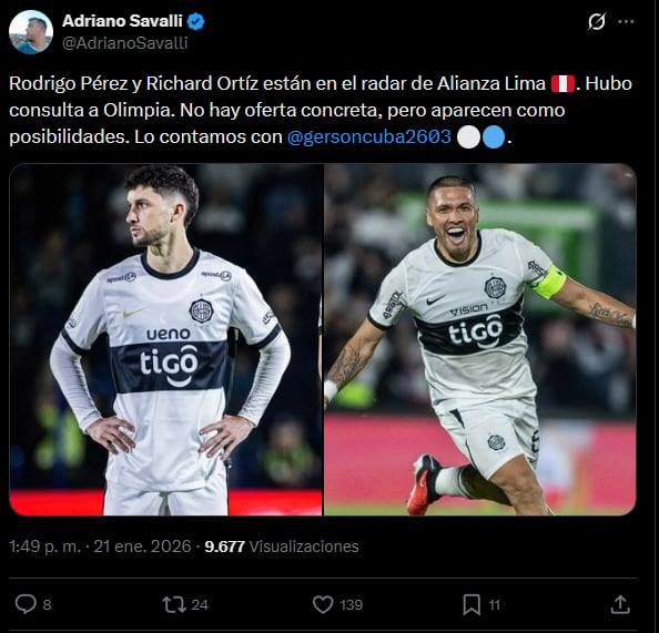 Alianza Lima va por dos refuerzos más | Foto: X