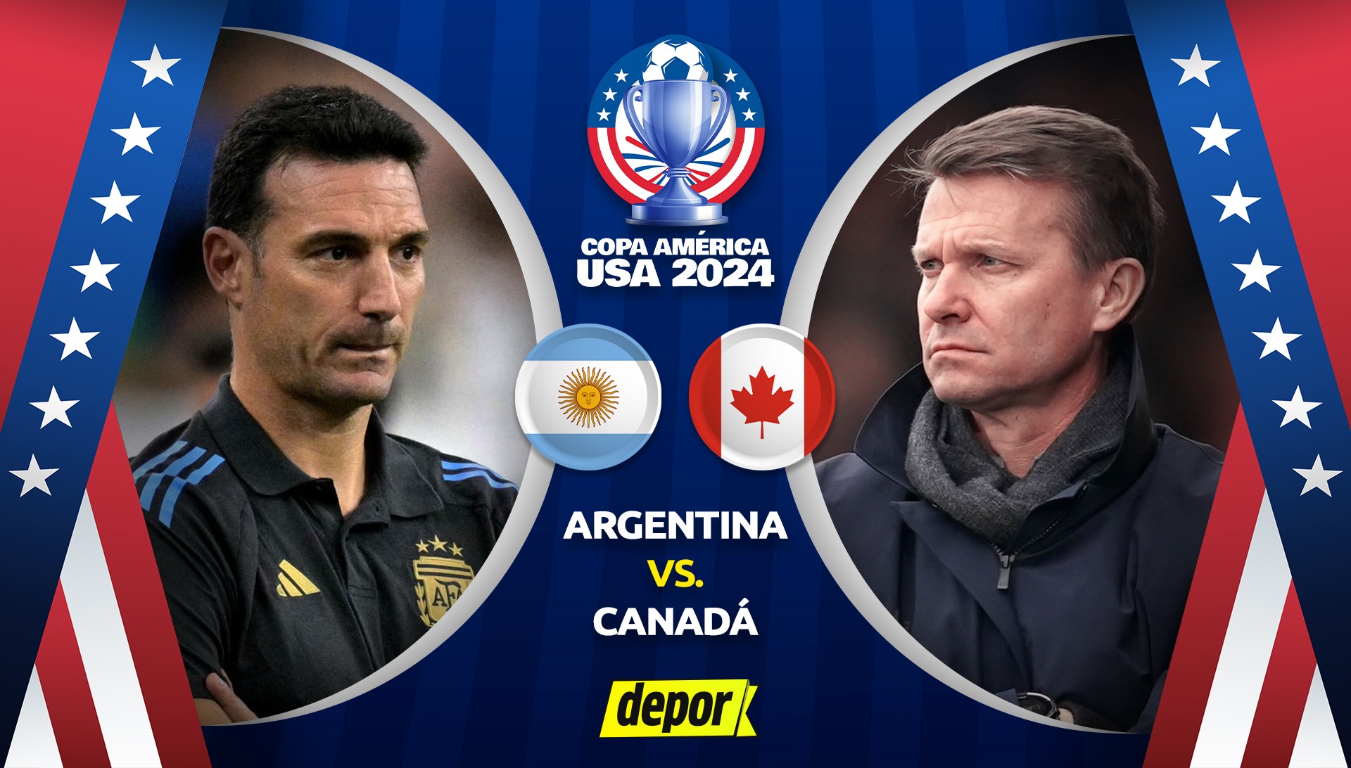 Alineaciones de Argentina vs Canadá para las semifinales de la Copa América 2024. (Diseño: Depor)