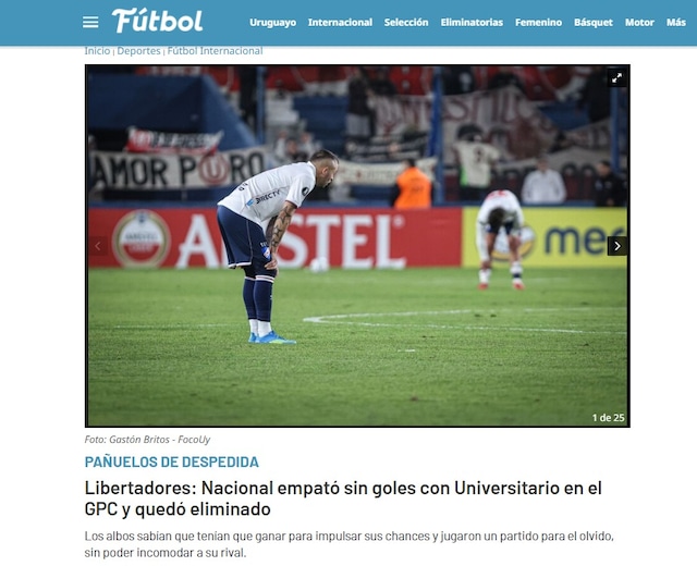 La reacción de la prensa uruguaya al empate entre Universitario vs. Nacional por la Copa Libertadores 2026. (Imagen: Captura)