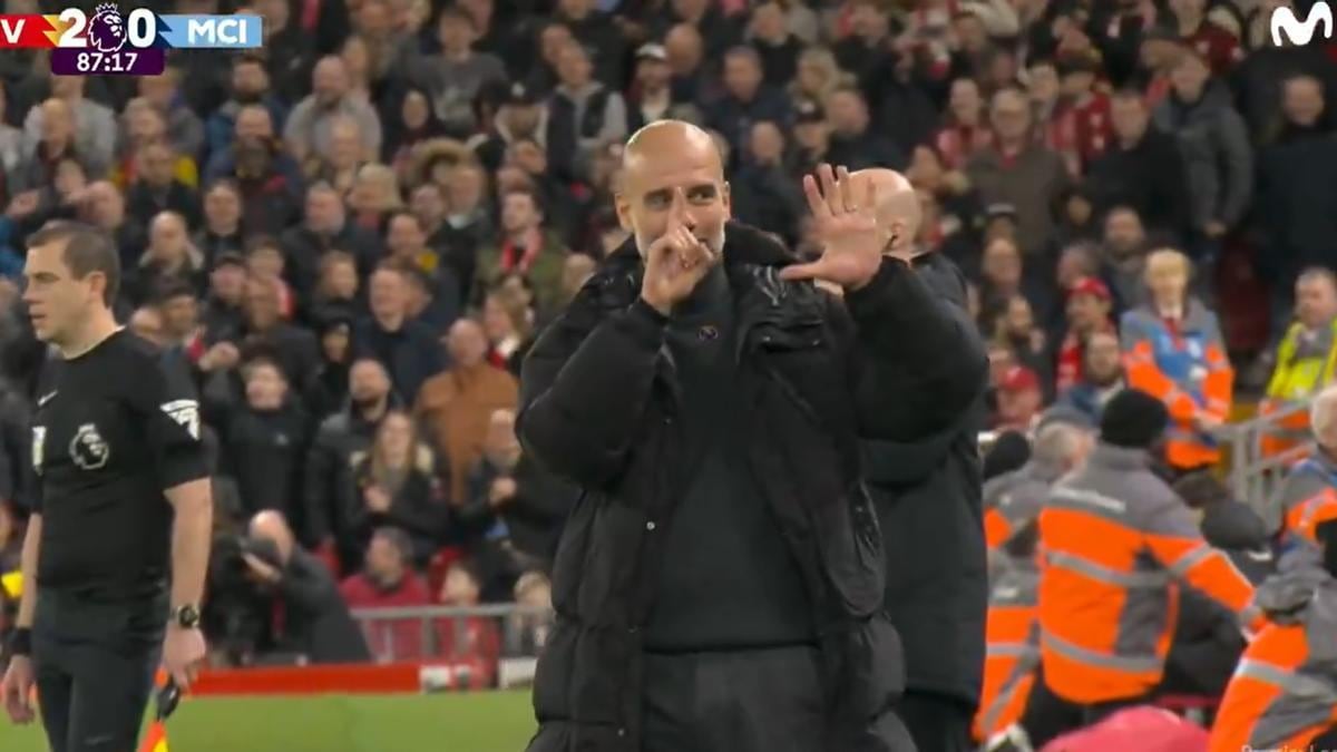 Guardiola y su gesto a los hinchas del Liverpool. (Foto: Difusión)