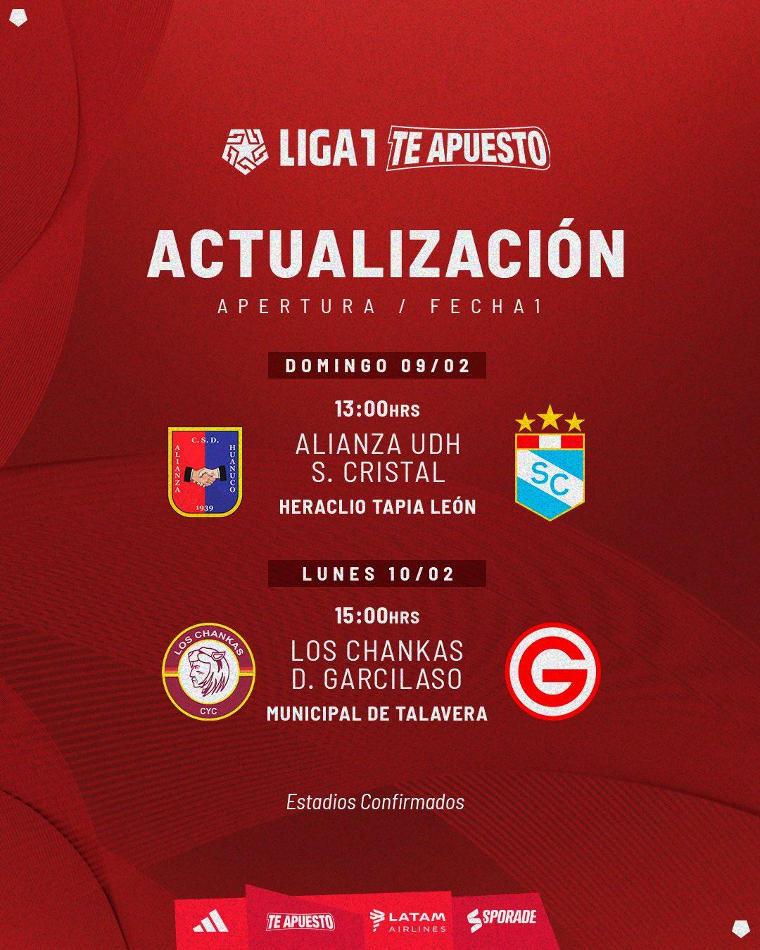 Liga 1 confirmó dos escenarios para la fecha 1 del Apertura 2025.
