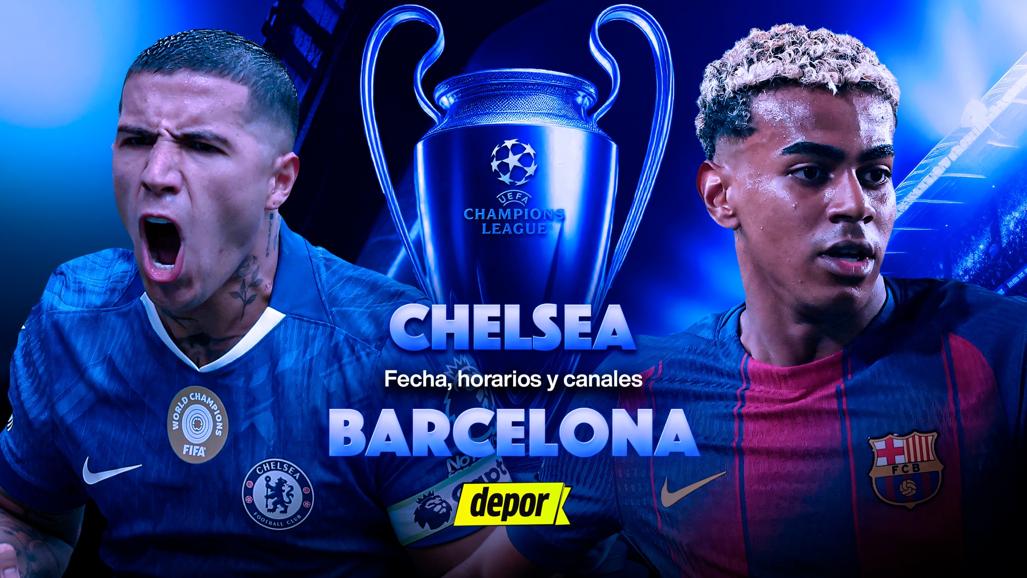 Barcelona vs. Chelsea se enfrentan por la Champions League. (Diseño: Christian Marlow / Depor)