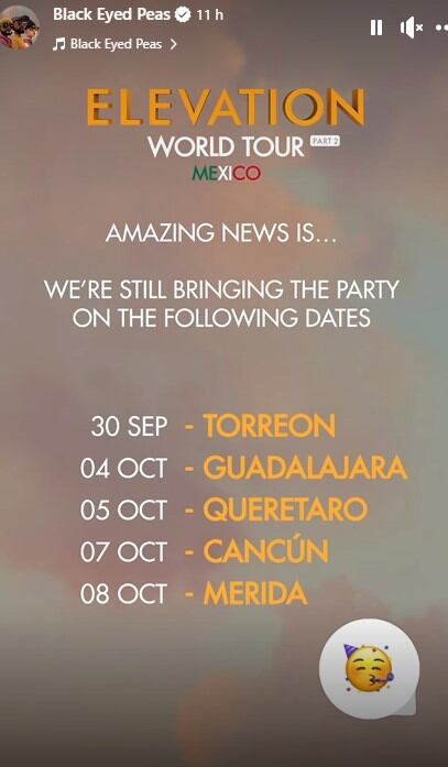 Fechas vigentes de Black Eyead Peas en México (Foto: Black Eyead Peas/Facebook)