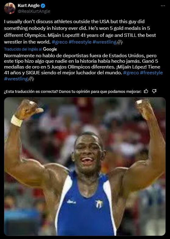 Kurt Angle dedicó un mensaje a Mijaín López. (Foto: X)