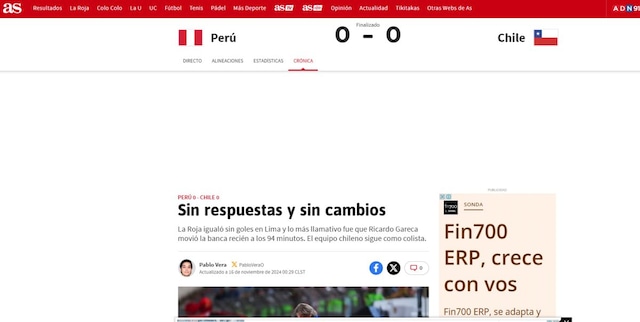 Las reacciones de la prensa chilena tras el empate entre la Roja y la Selección Peruana por las Eliminatorias 2026.