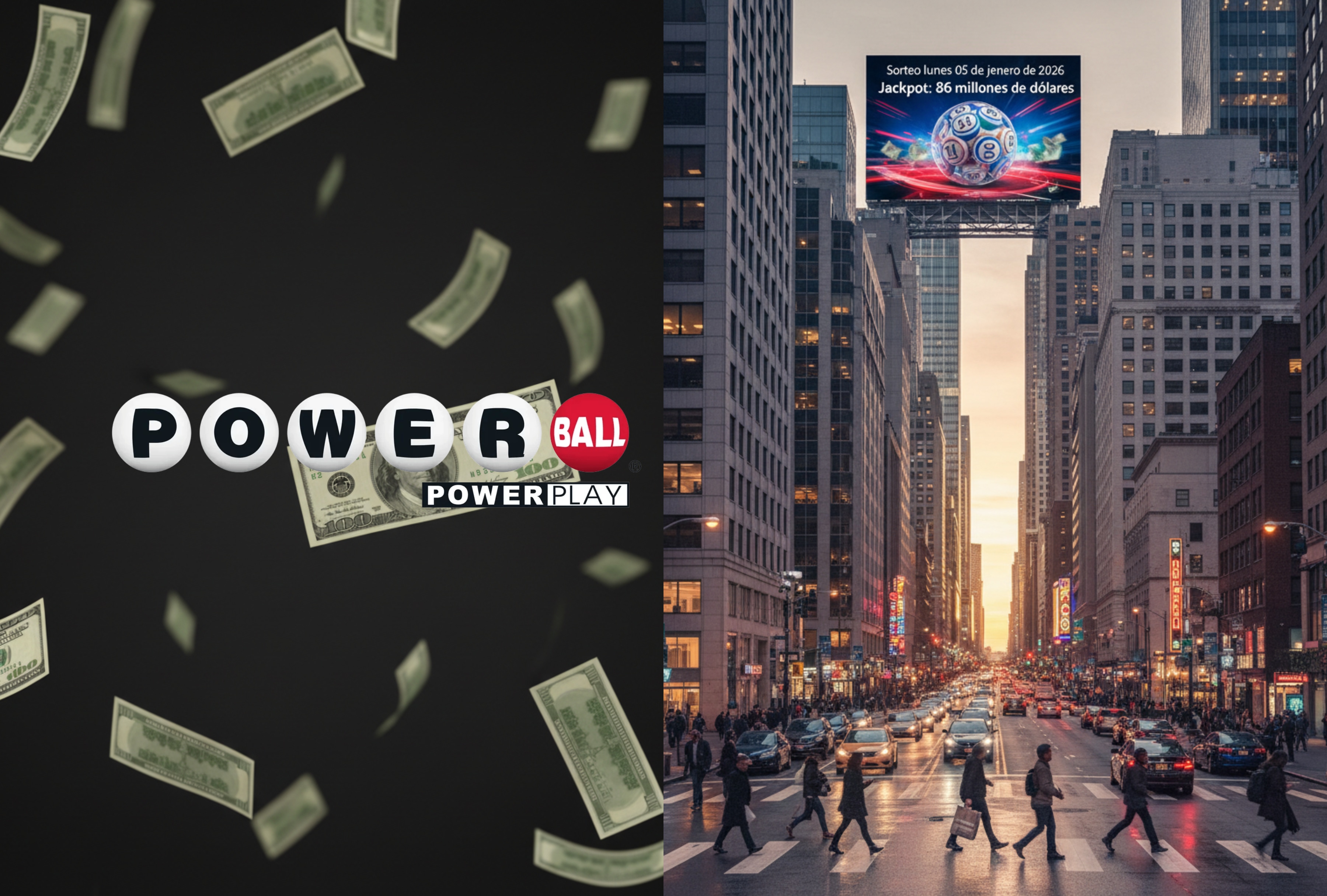 Sigue los resultados del Powerball EN VIVO hoy 05/01/2026. No te pierdas el sorteo en directo con un bote de $86 millones y descubre los números ganadores al instante desde cualquier lugar de USA. | Crédito: Imagen creada por Depor usando la IA de Perplexity / Composición GEC