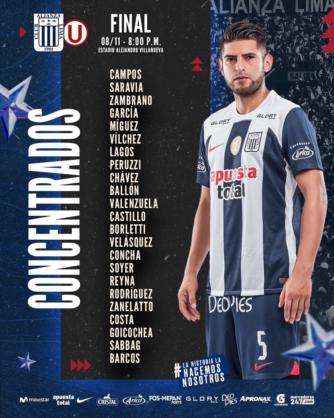 Convocados de Alianza Lima para la final de vuelta ante Universitario. (Foto: Alianza Lima)