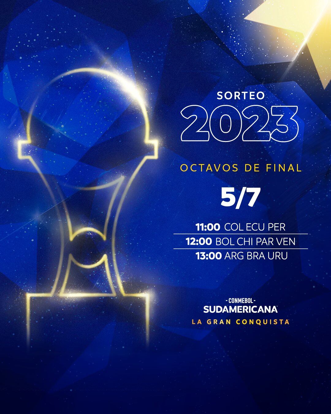 Horarios del sorteo de los octavos de final de la Copa Sudamericana 2023. (Foto: Conmebol)