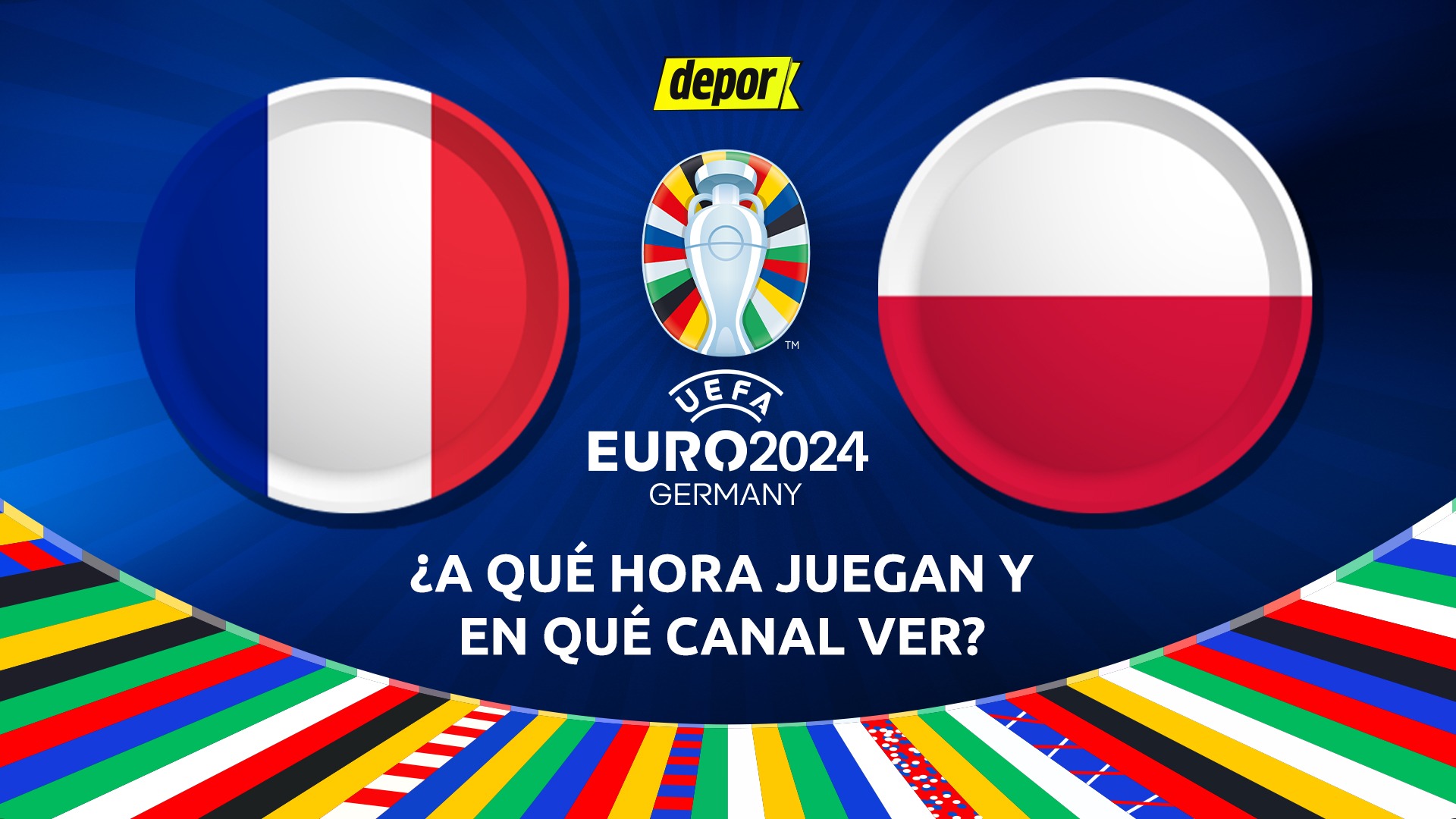 Francia y Polonia juegan por la fecha 3 de la Eurocopa 2024. (Diseño: Depor)