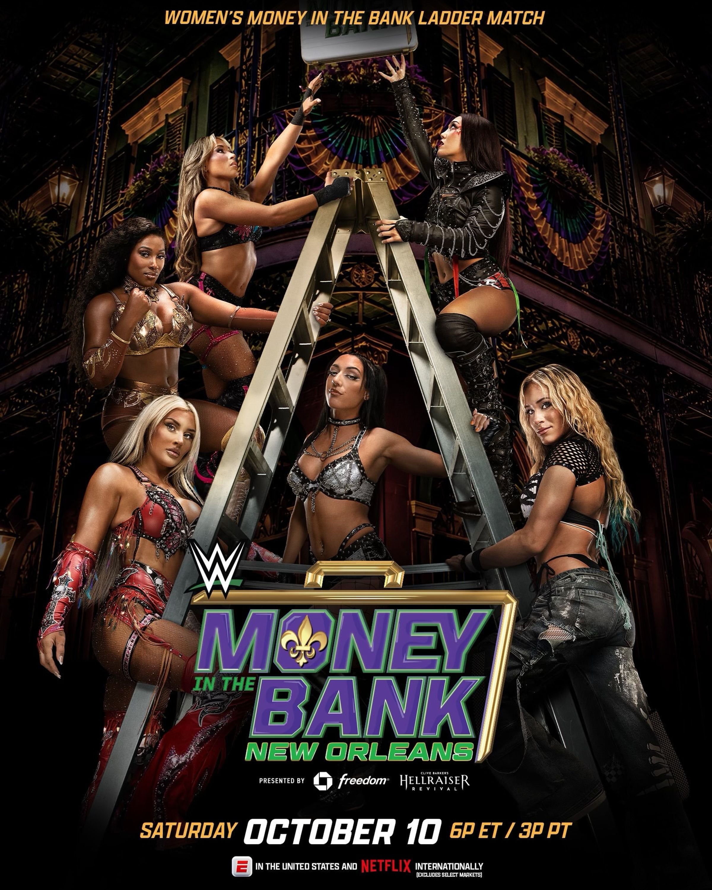 La lucha de escaleras Money in the Bank femenina: habrán 6 superestrellas en busca del contrato por el campeonato femenino. (Foto: @tripleh / @tkogrp / @wwe / Instagram)