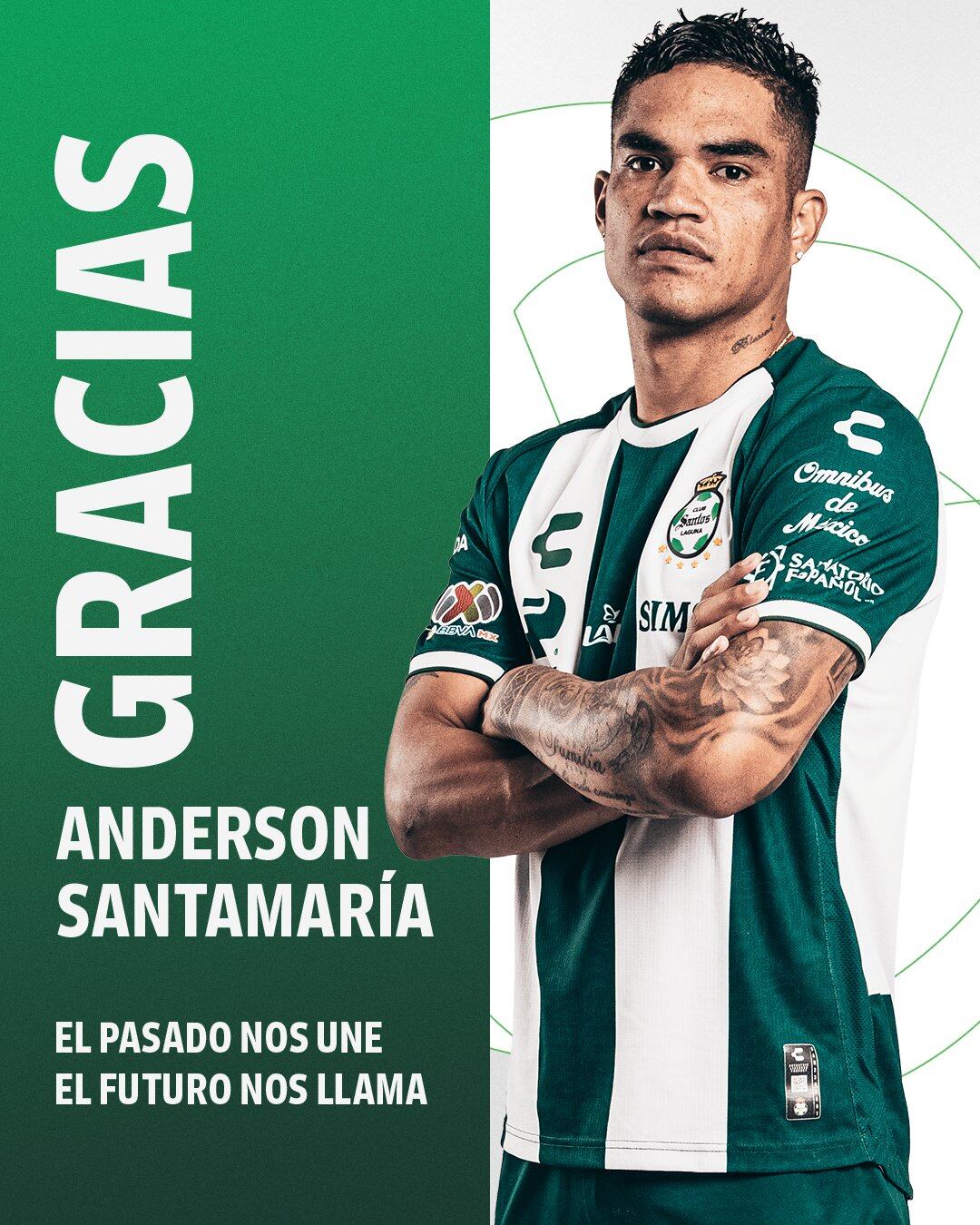 Santos Laguna hizo oficial la salida de Anderson Santamaría del equipo (Foto: @ClubSantos).