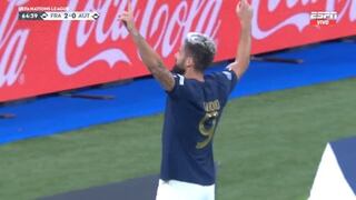 Impresionante cabezazo: gol de Giroud para el 2-0 del Francia vs. Austria [VIDEO]   