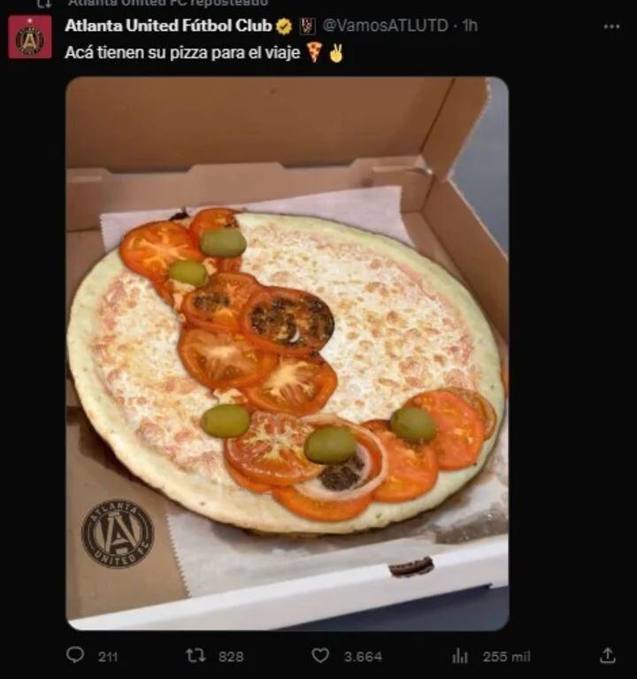 La foto de la pizza que subió el Atlanta United a redes.