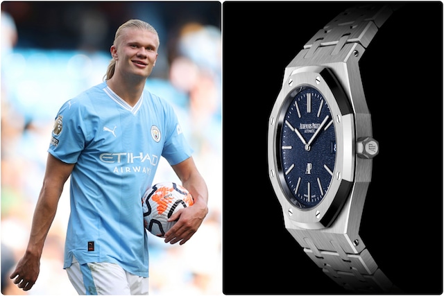 Erling Haaland | Reloj: Audemars Piguet Royal Oak Jumbo Extra Thin | Características: oro amarillo con esfera dorada | Valor: 280.000 euros.