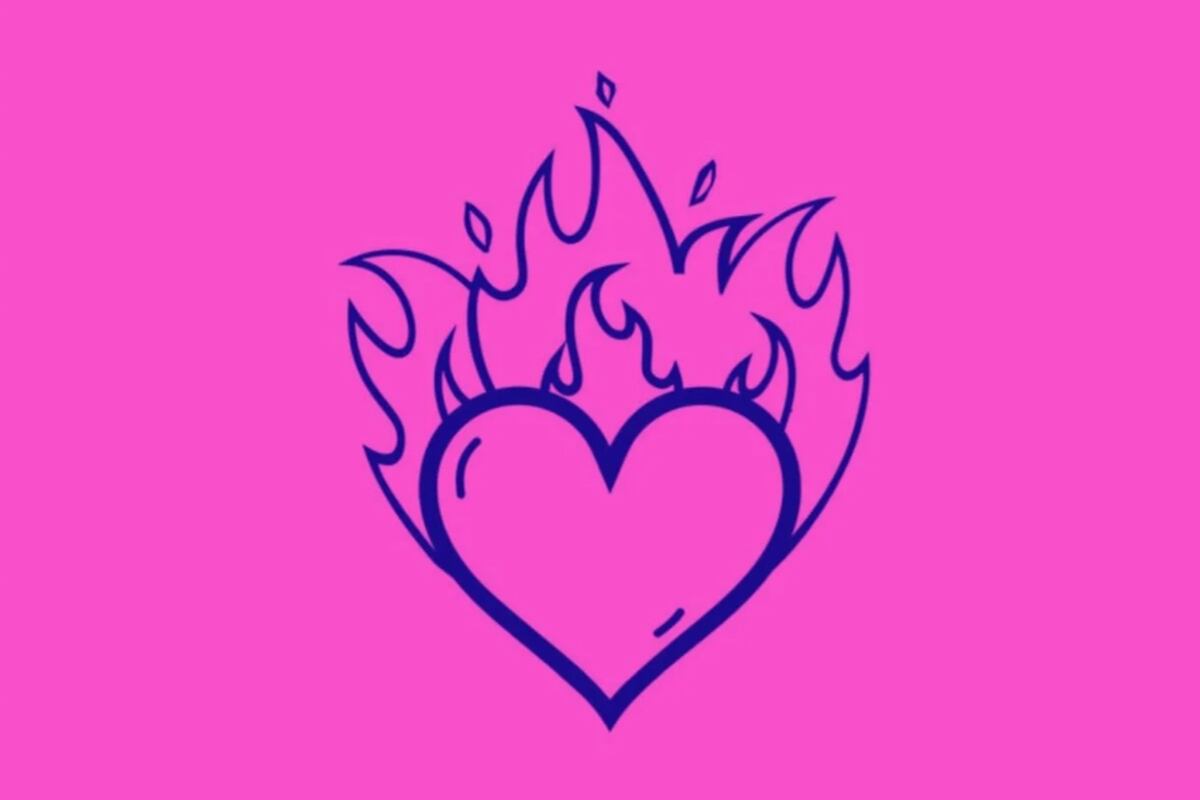 TEST VISUAL | Esta imagen, que posee un fondo de color rosado, te muestra dos dibujos: el de un corazón y el de un fuego. (Foto: MDZ Online)