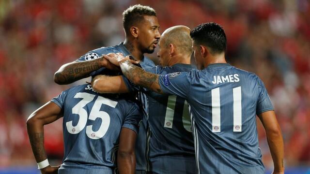 Con James Rodríguez: Bayern Munich le ganó 2-0 al Benfica en Lisboa por la Champions League 2018
