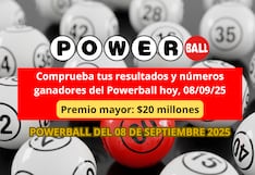 Resultados Powerball hoy, lunes 8 de septiembre de 2025: números ganadores de lotería de premio mayor de 20 millones en EE.UU.