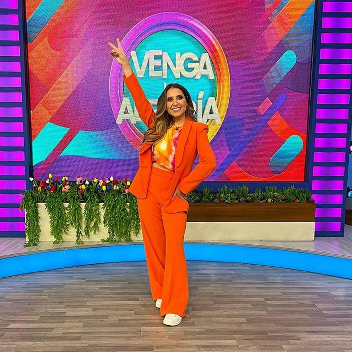 Jimena Longoria en el set de "Venga La Alegría" (Foto: Jimena Longoria / Instagram)