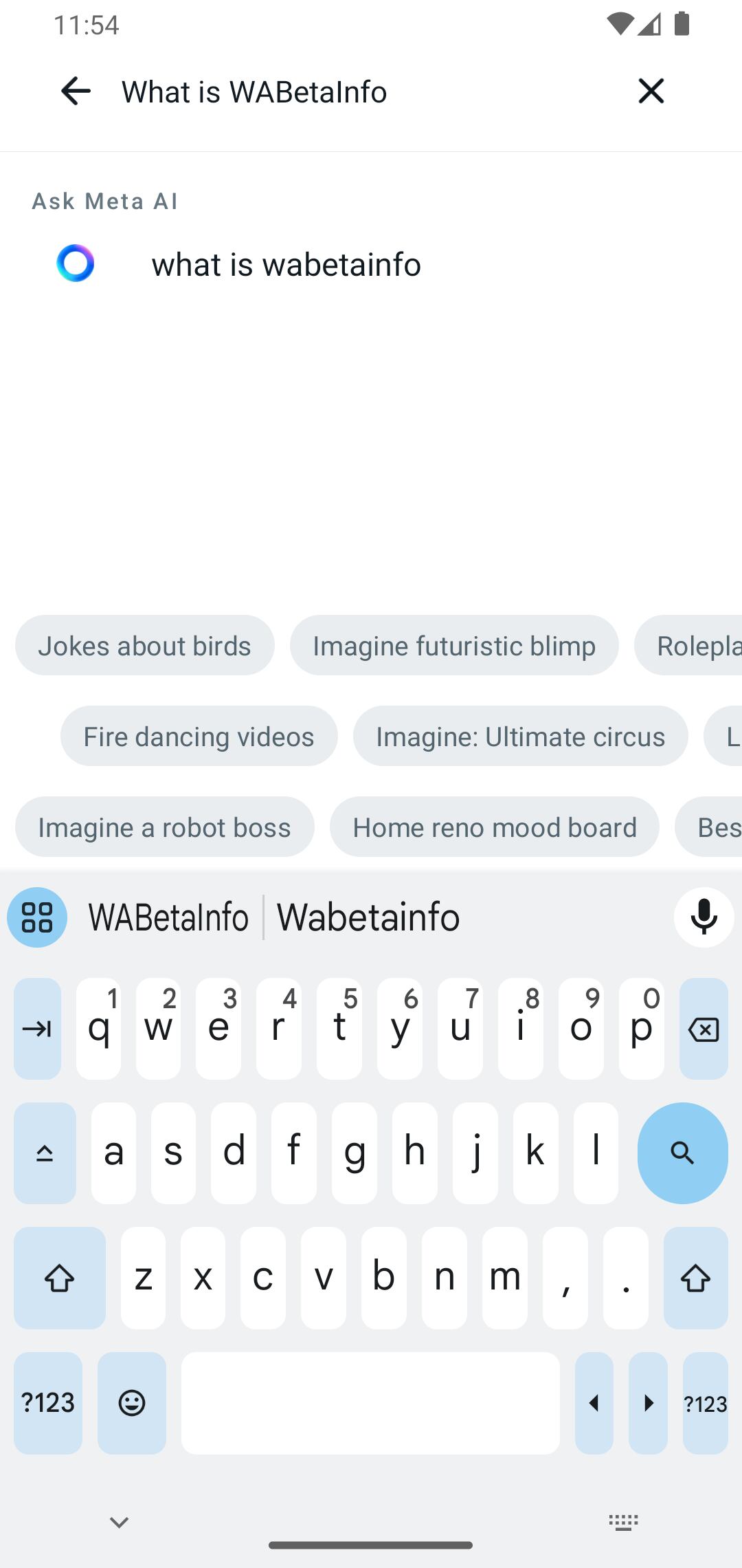 Vista previa de la nueva función "Pregúntale a Meta AI". (Foto: WabetaInfo)