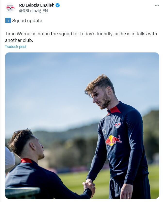 Leipzig confirmó la salida de Timo Werner. (Foto: X).
