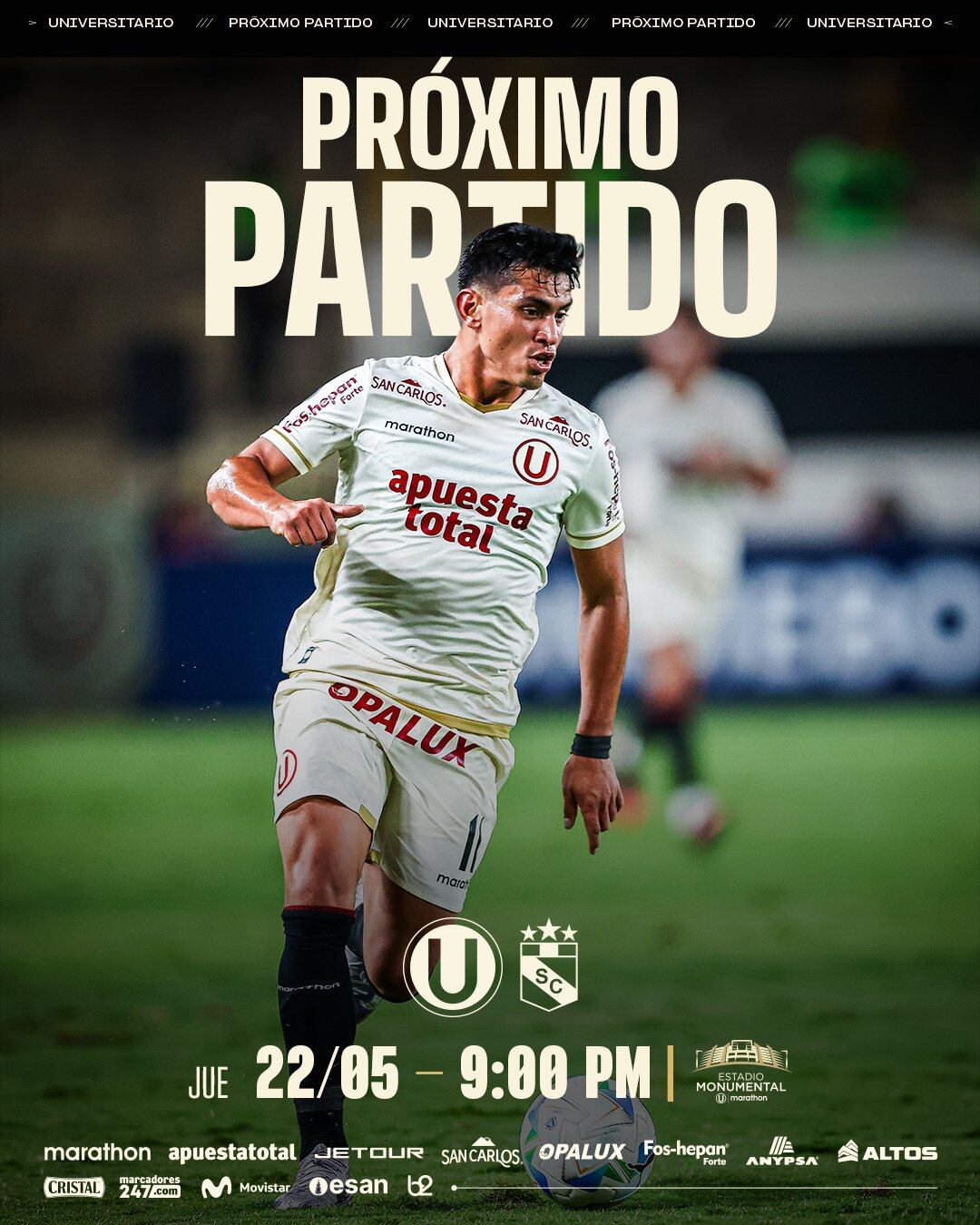 Universitario promocionó así en sus redes sociales el partido ante Sporting Cristal.