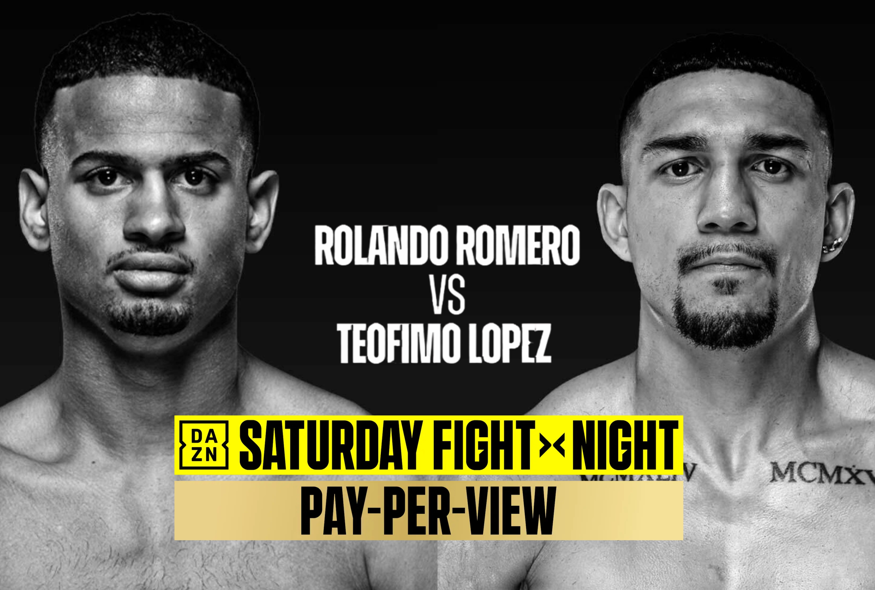 Imagen promocional y señal digital de DAZN PPV para la cobertura en vivo del combate de boxeo entre Rolly Romero y Teófimo López en Estados Unidos y México. | Crédito: premierboxingchampions.com / Composición Depor