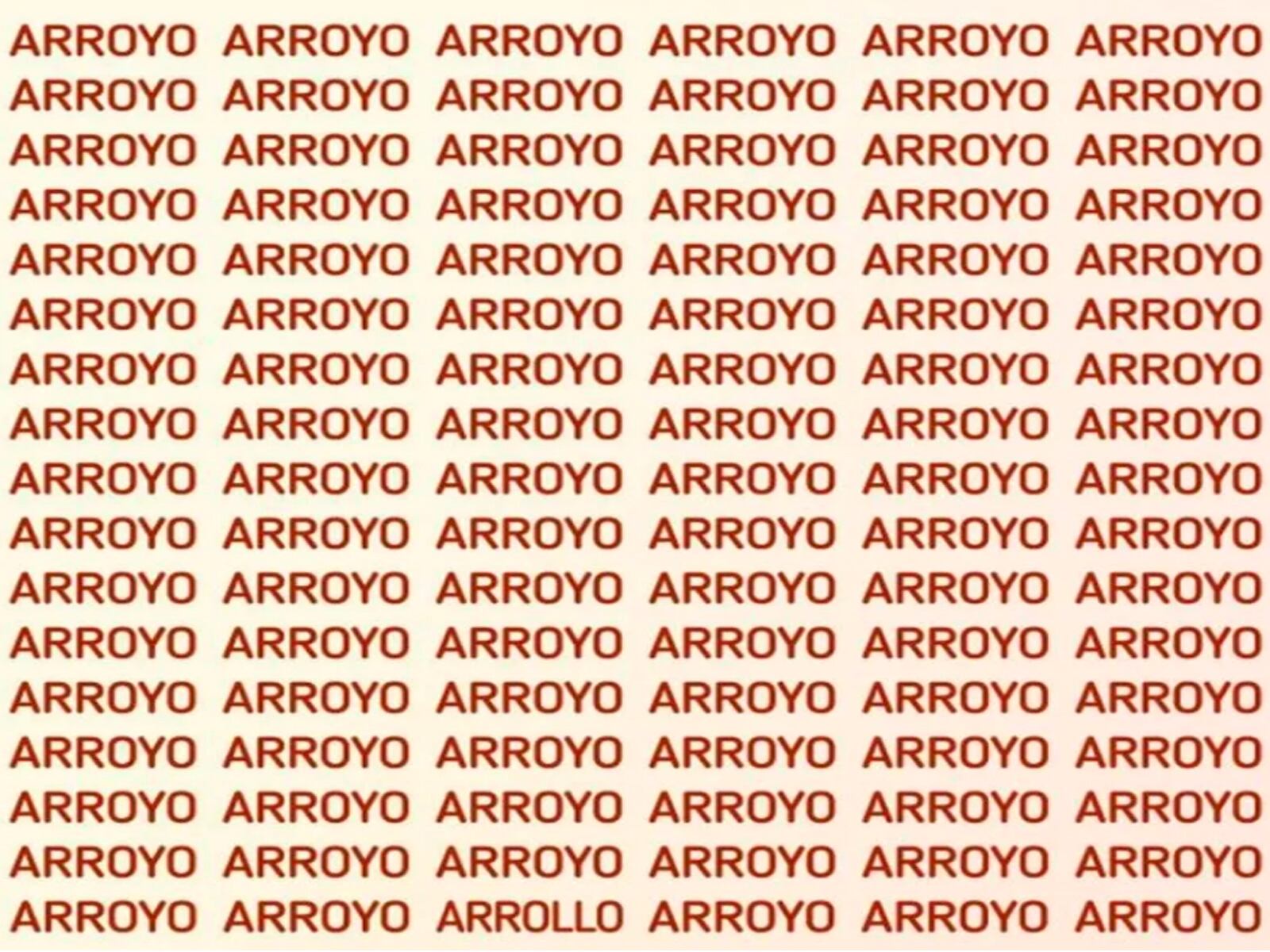 Tienes que encontrar la palabra arrollo en esta imagen de la sopa de letras.| Foto: genial.guru