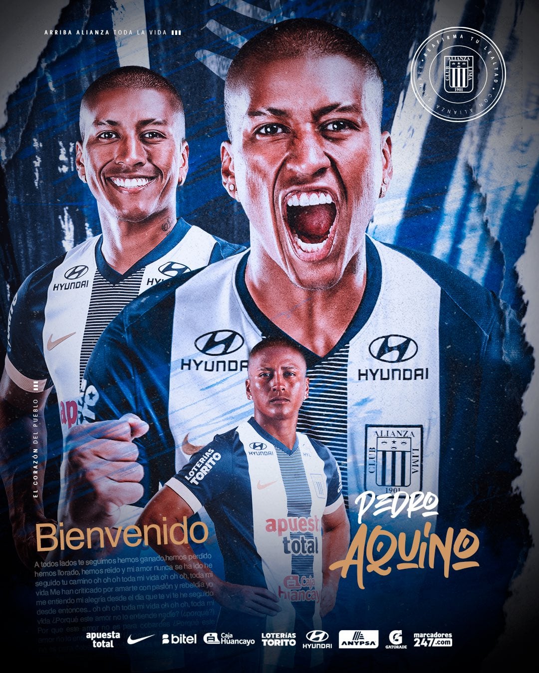 Pedro Aquino presentado como nuevo jugador de Alianza Lima. (Foto: @ClubALOficial)