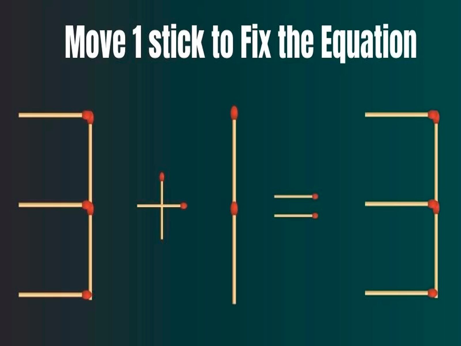 Debes ver qué palillo de fósforo mover para lograr corregir la ecuación del reto matemático.| Foto: fresherslive