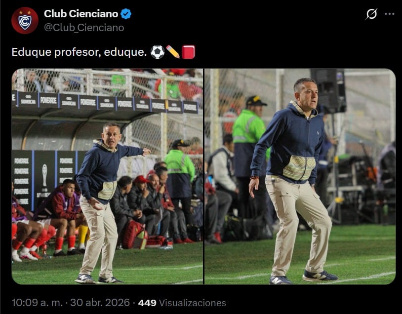 El mensaje de Cienciano tras la conferencia de prensa de Horacio Melgarejo. (Imagen: Captura)