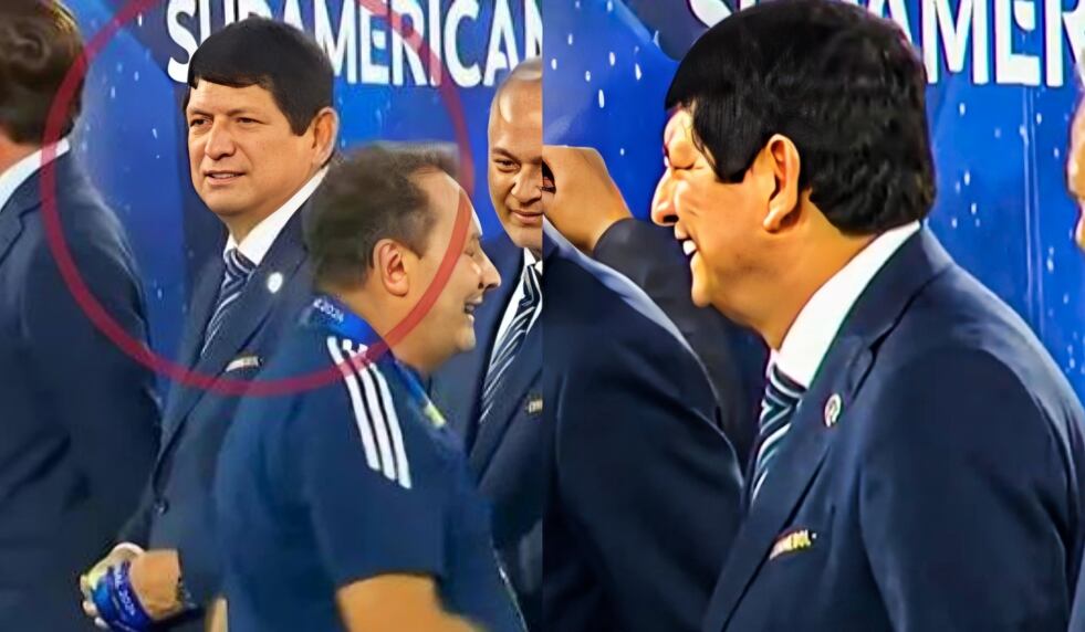 Agustín Lozano en la premiación de al final de la Copa Sudamericana 2024. (Foto: Composición Depor).