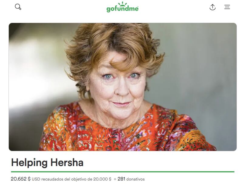 El hijo de Hersha Parady creo una recaudación de fondos para pagar las cuentas médicas de su madre (Foto: GoFundMe)