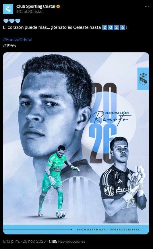 La publicaicón de Sporting Cristal en sus redes sociales. (Captura: Twitter)