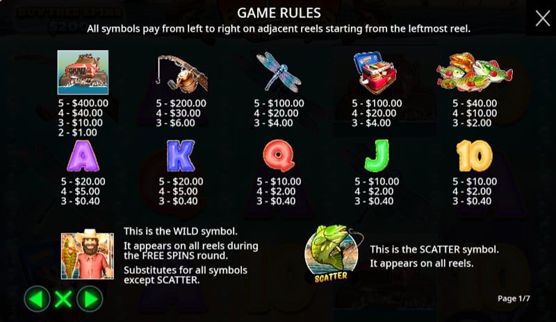 Simbolos de pago en Big Bass Splash