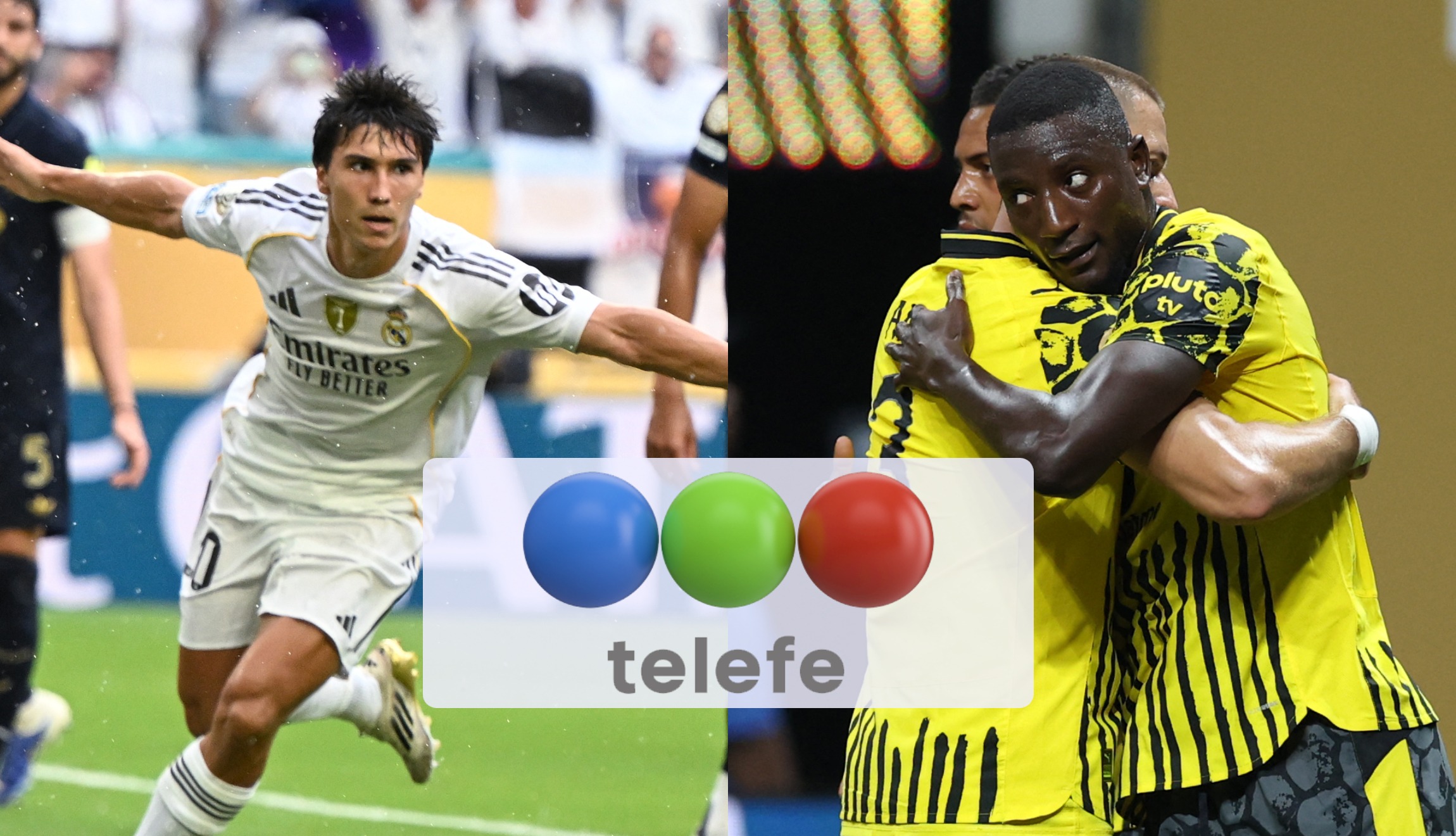 Transmisión de Telefe y MiTele EN VIVO para ver Real Madrid vs. Borussia Dortmund, este 6 de julio, por el Mundial de Clubes 2025. (Fotos: AFP / Composición Depor)