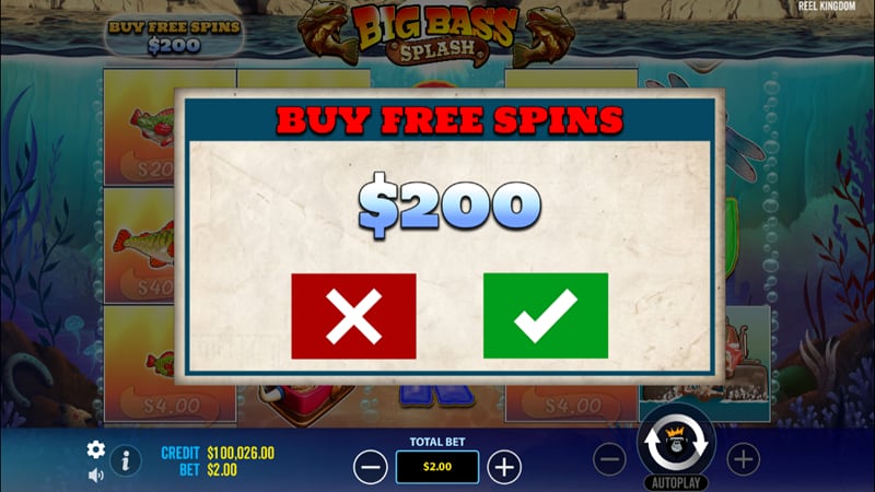 Compra de bonos en Big Bass Splash