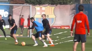 Casi lo hace gatear: Messi dejó a Rakitic por los suelos y marcó golazo en entrenamiento [VIDEO]
