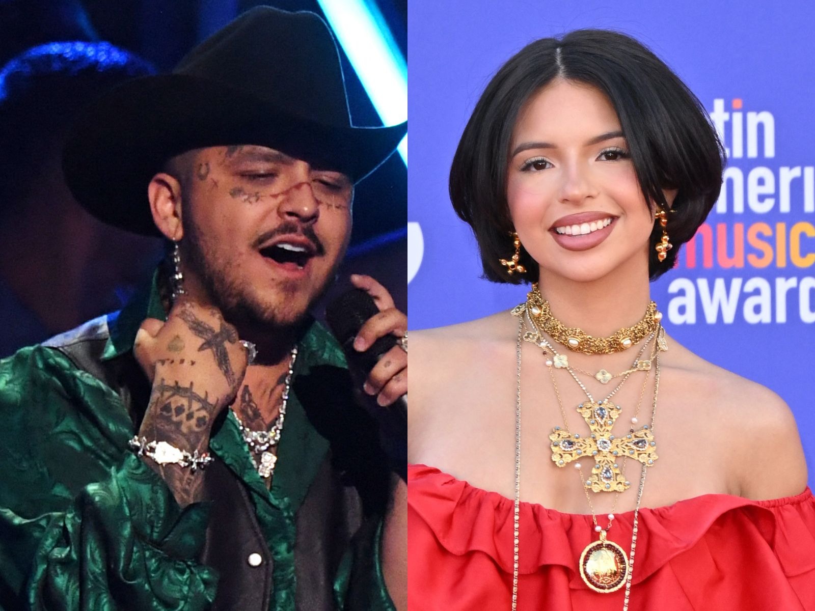 Christian Nodal y Ángela Aguilar se casaron tan solo dos meses después del anuncio de la ruptura del cantante con Cazzu (Fotos: AFP)