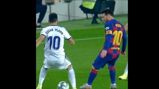 Quedó retratado: fenomenal 'caño' de Messi es viral por la reacción de su 'víctima' Óscar Plano [VIDEO]