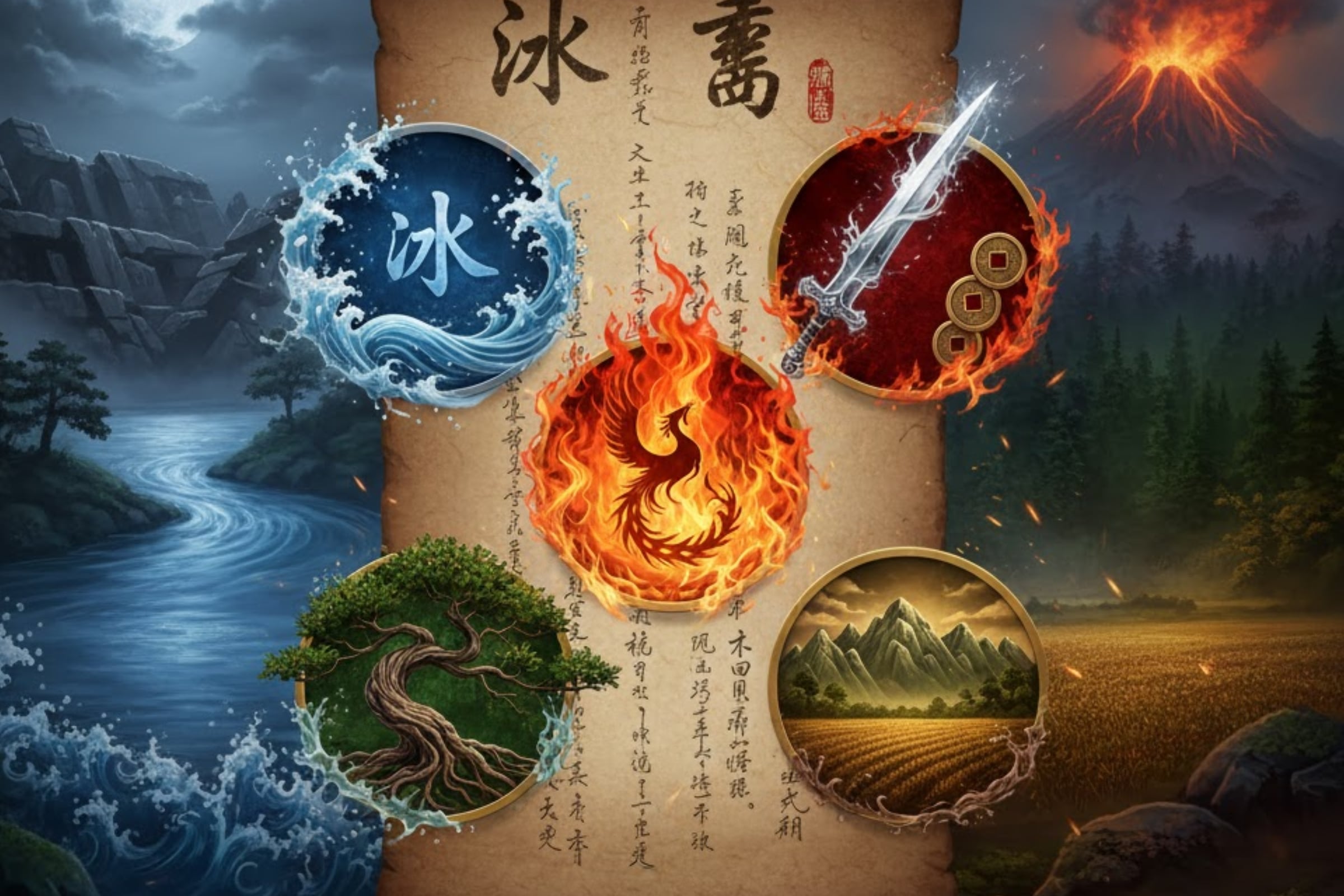 Son cinco elementos que conforman el horóscopo chino: metal, fuego, agua, madera y tierra. (Crédito: Imagen referencial creada por El Comercio MAG usando la IA de Gemini)