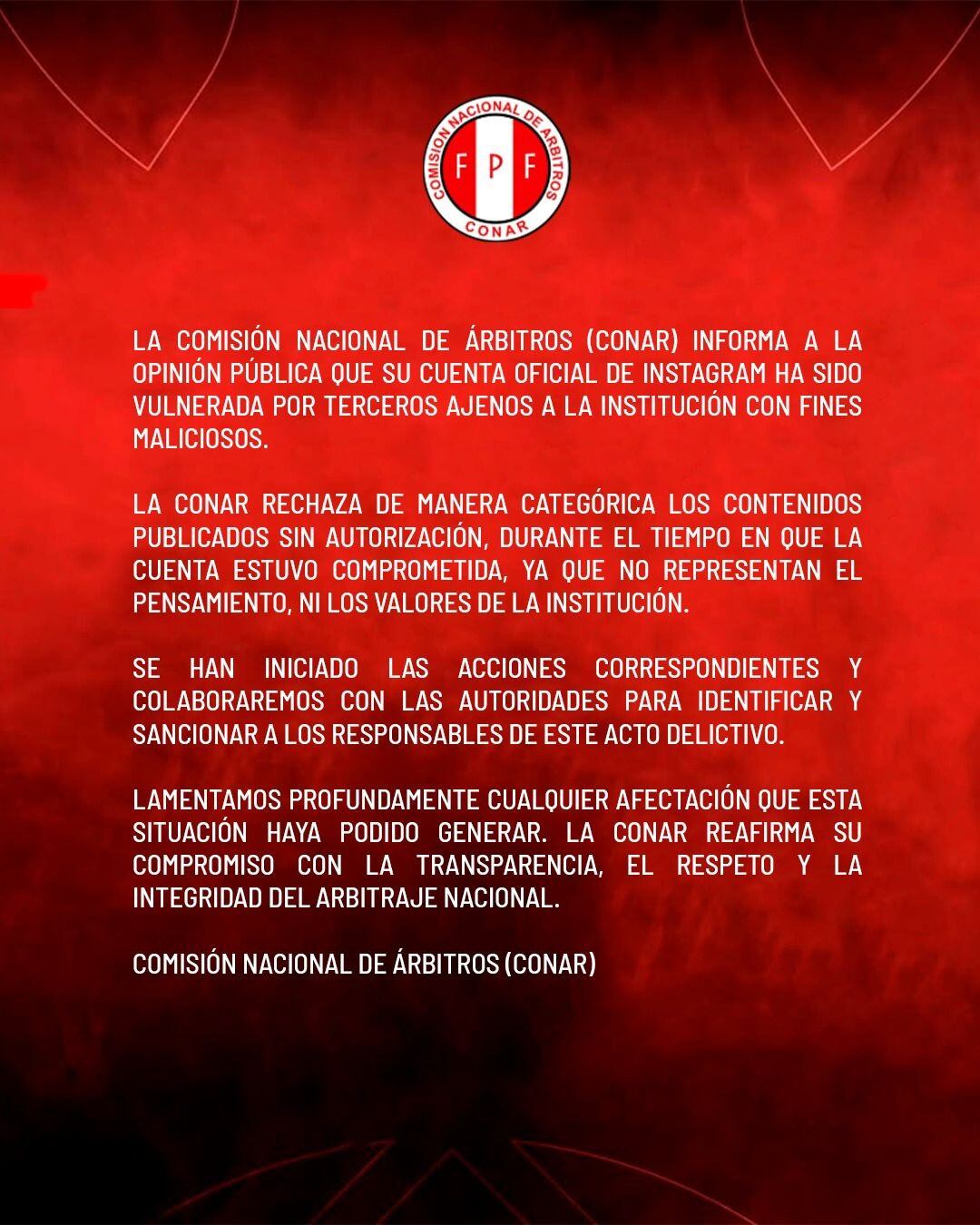 CONAR expuso hackeo en redes sociales. (Foto: Composición / CONAR)