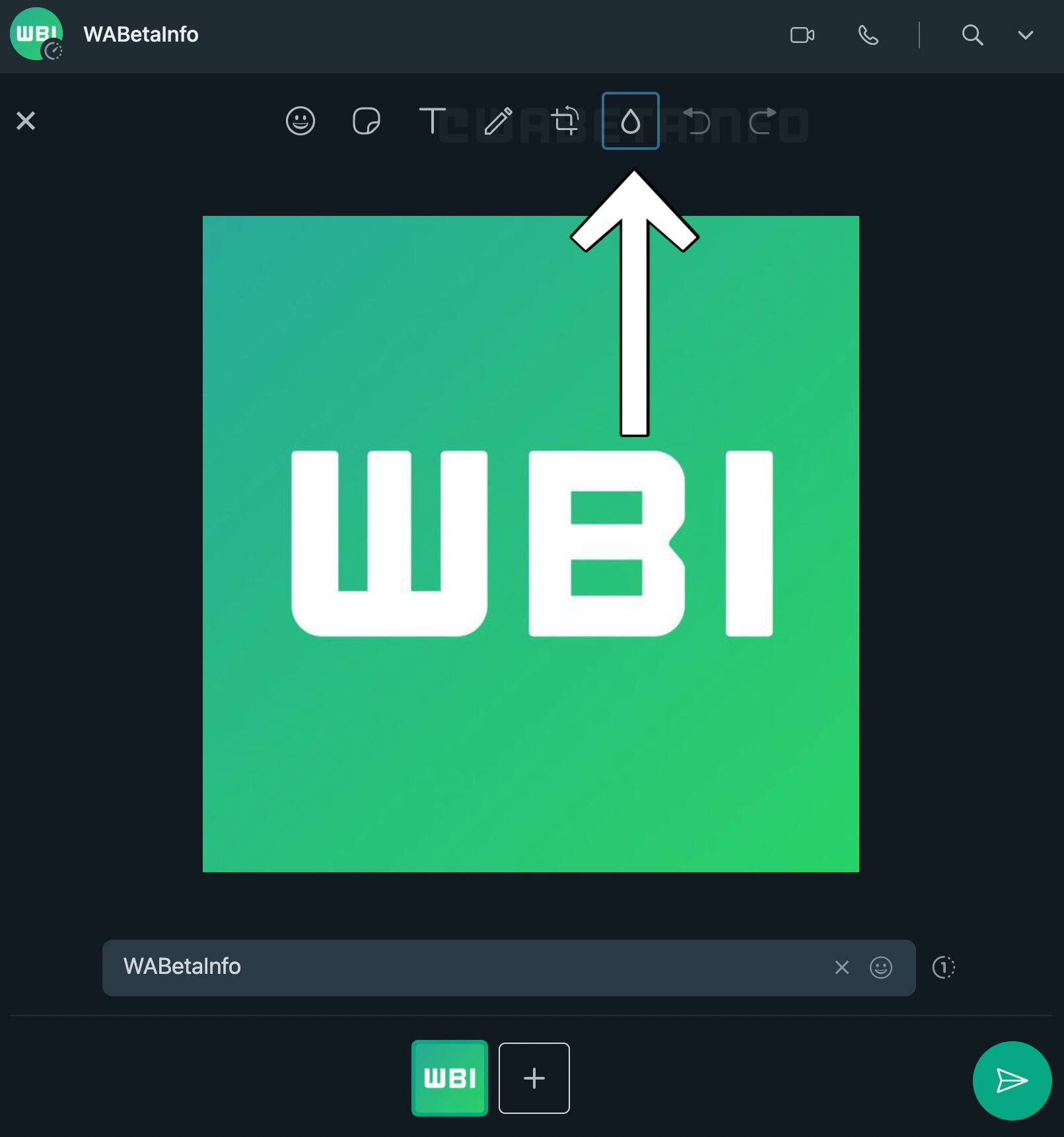 WhatsApp trabaja en una herramienta de censura de fotos, así es como se verá el editor. (Foto: WaBetainfo)
