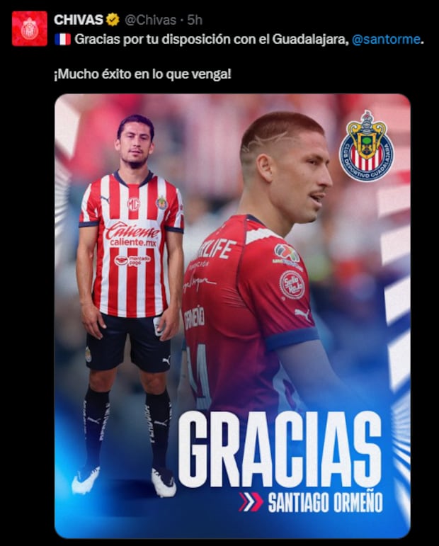 Chivas anunció la salida de Santiago Ormeño. (Captura)