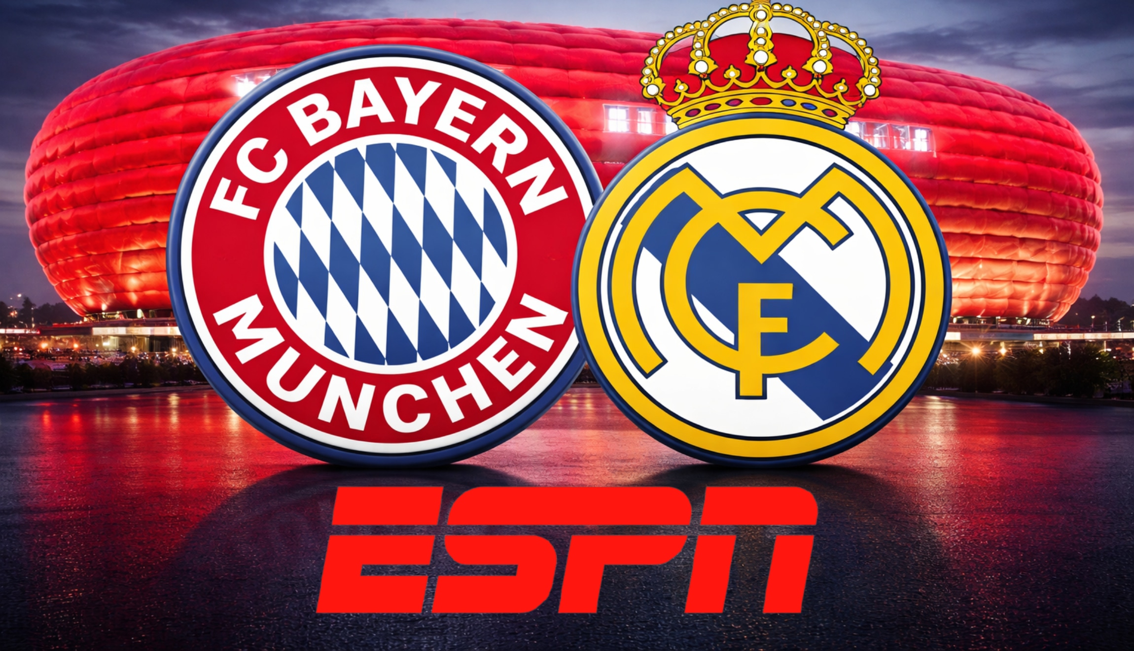 Señal de ESPN para ver el partido de Real Madrid vs. Bayern Múnich vuelta, por cuartos de final de la UEFA Champions League 2026, este miércoles 15 de abril desde el Allianz Arena. (Foto: Imagen creada por Depor utilizando la IA de Gemini)