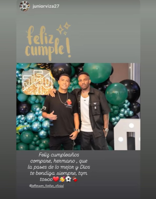 Junior Viza y su saludo a Jefferson Farfán en este día. (Foto: Captura)