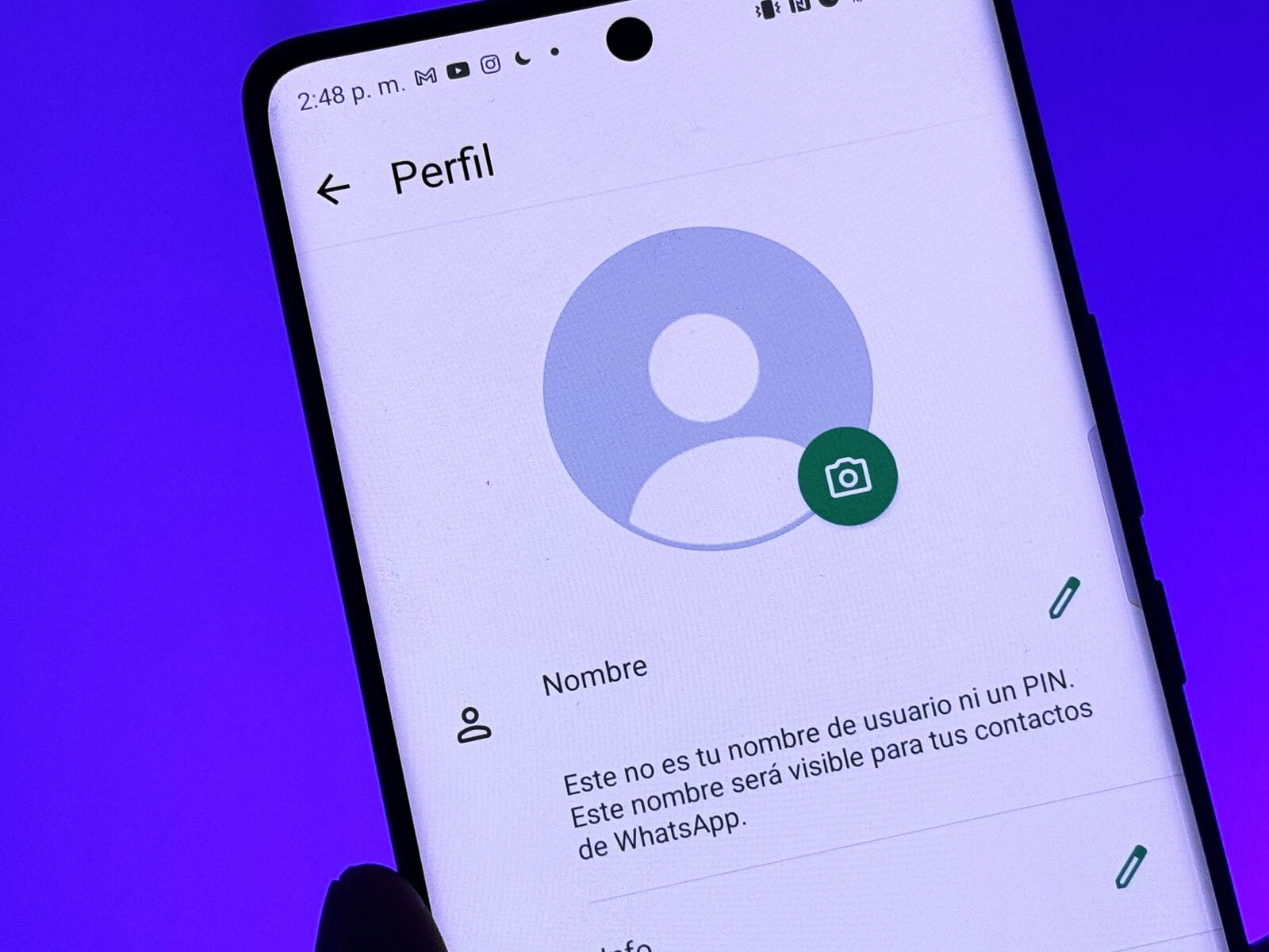 WHATSAPP | De esta manera quedará el nombre en blanco. (Foto: Depor - Rommel Yupanqui)