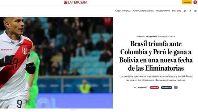 La reacción de la prensa internacional al triunfo de Perú sobre Bolivia. (Imagen: Captura)