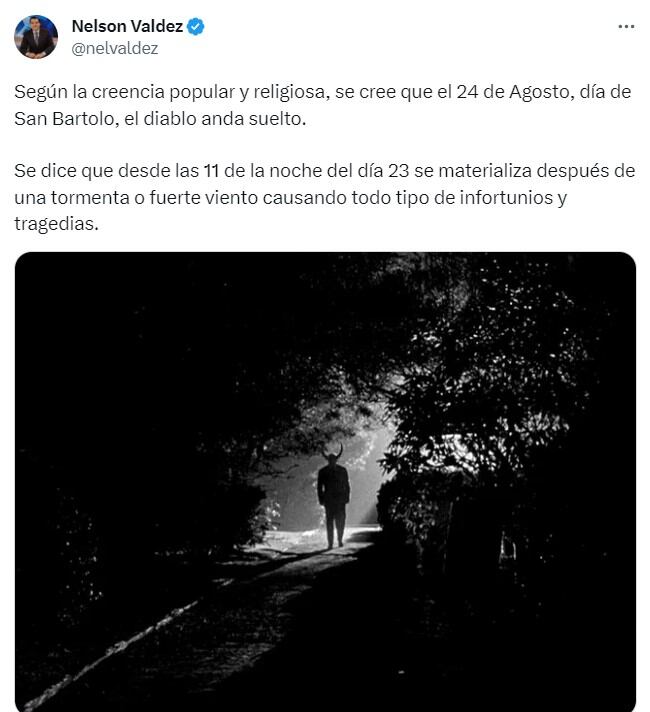 Publicación en Twitter de Nelson Valdez (Foto: Nelson Valdez/Twitter)