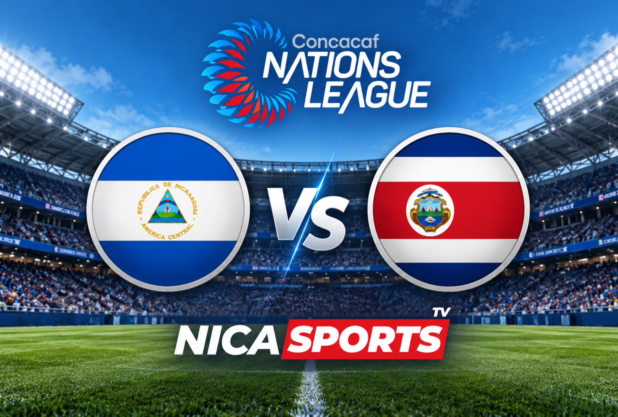 MANAGUA (NICARAGUA), 01/10/2026.- Cobertura oficial de Nica Sports EN VIVO GRATIS para ver el partido Nicaragua vs. Costa Rica hoy por la Jornada 3 de la UEFA Nations League 2026 en el Estadio Nacional de Managua. FOTO DE NOÉ YACTAYO